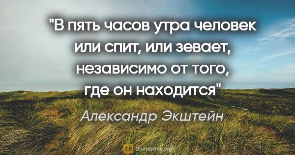 Александр Экштейн цитата: "В пять часов утра человек или спит, или зевает, независимо от..."