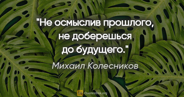 Михаил Колесников цитата: ""Не осмыслив прошлого, не доберешься до будущего.""