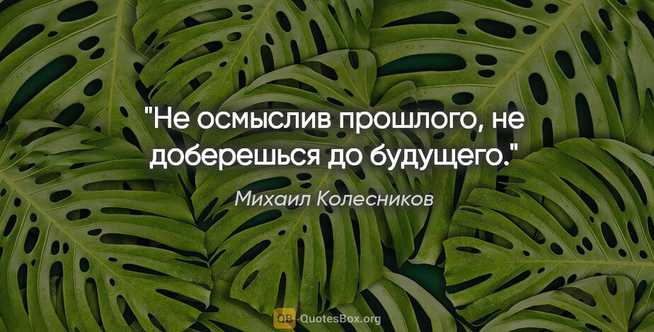Михаил Колесников цитата: ""Не осмыслив прошлого, не доберешься до будущего.""