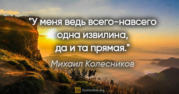 Михаил Колесников цитата: ""У меня ведь всего-навсего одна извилина, да и та прямая.""