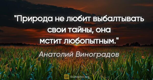 Анатолий Виноградов цитата: "Природа не любит выбалтывать свои тайны, она мстит любопытным."