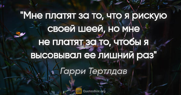 Гарри Тертлдав цитата: "Мне платят за то, что я рискую своей шеей, но мне не платят за..."