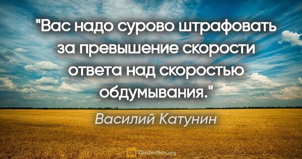 Василий Катунин цитата: "Вас надо сурово штрафовать за превышение скорости ответа над..."