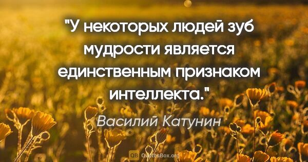 Василий Катунин цитата: "У некоторых людей зуб мудрости является единственным признаком..."