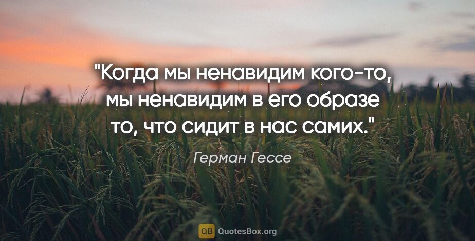 Герман Гессе цитата: "Когда мы ненавидим кого-то, мы ненавидим в его образе то, что..."