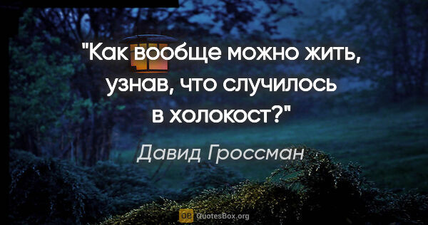 Давид Гроссман цитата: "Как вообще можно жить, узнав, что случилось в холокост?"