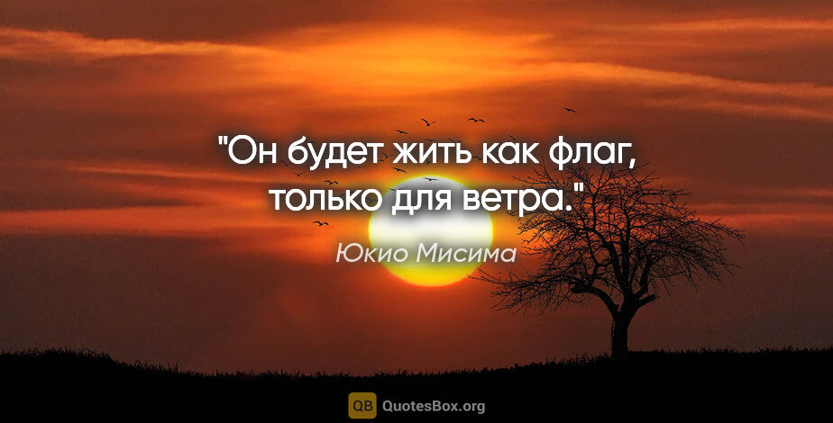 Юкио Мисима цитата: "Он будет жить как флаг, только для ветра."