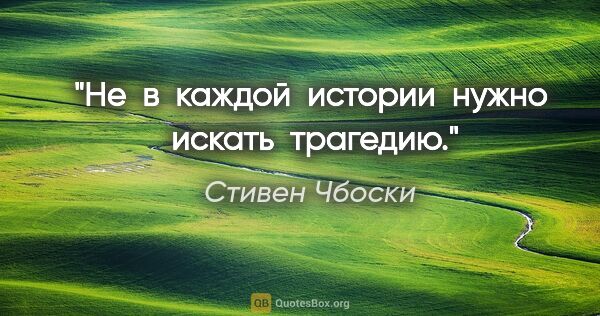 Стивен Чбоски цитата: "Не  в  каждой  истории  нужно  искать  трагедию."