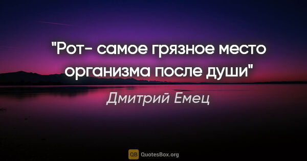 Дмитрий Емец цитата: "Рот- самое грязное место организма после души"