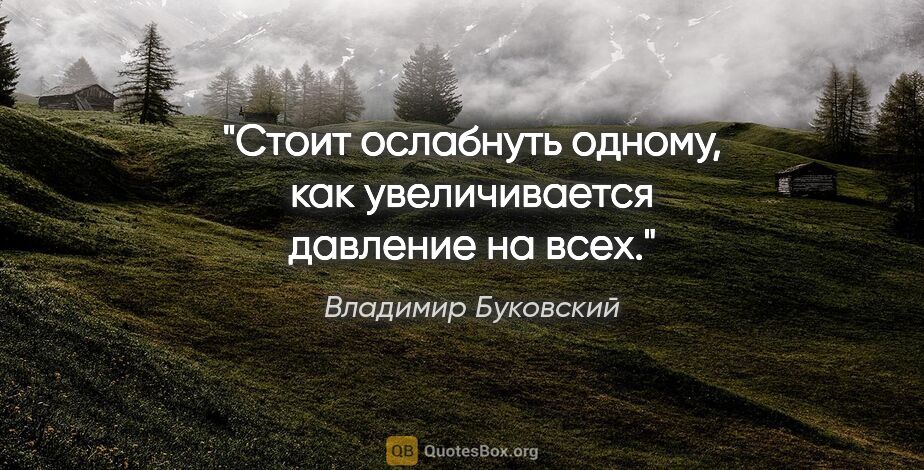 Владимир Буковский цитата: "Стоит ослабнуть одному, как увеличивается давление на всех."