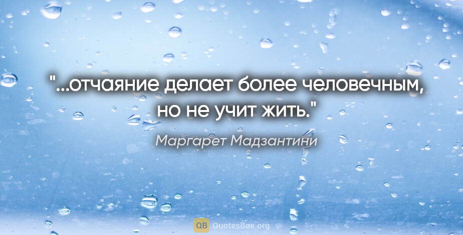 Маргарет Мадзантини цитата: "...отчаяние делает более человечным, но не учит жить."