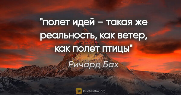 Ричард Бах цитата: "полет идей – такая же реальность, как ветер, как полет птицы"