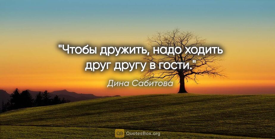 Дина Сабитова цитата: "Чтобы дружить, надо ходить друг другу в гости."