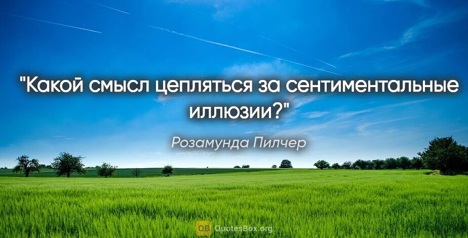 Розамунда Пилчер цитата: "Какой cмыcл цеплятьcя за cентиментальные иллюзии?"