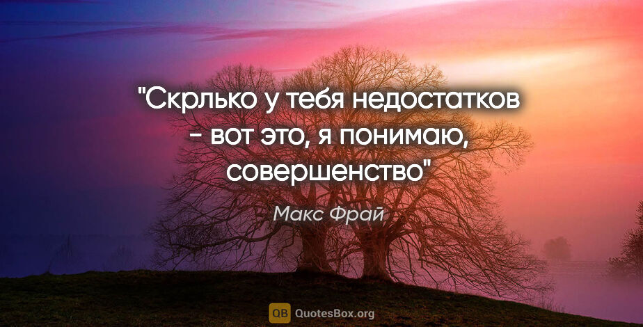 Макс Фрай цитата: "Скрлько у тебя недостатков - вот это, я понимаю, совершенство"