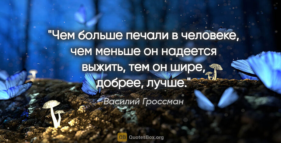 Василий Гроссман цитата: "Чем больше печали в человеке, чем меньше он надеется выжить,..."
