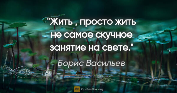 Борис Васильев цитата: "Жить , просто жить не самое скучное занятие на свете."