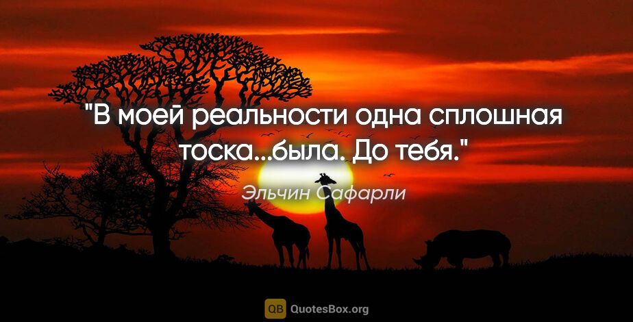 Эльчин Сафарли цитата: "В моей реальности одна сплошная тоска...была. До тебя."