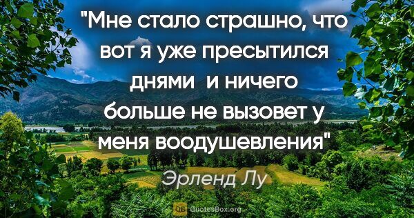 Эрленд Лу цитата: "Мне стало страшно, что вот я уже пресытился днями  и ничего..."