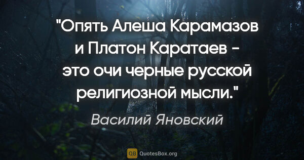 Василий Яновский цитата: "Опять Алеша Карамазов и Платон Каратаев - это "очи черные"..."