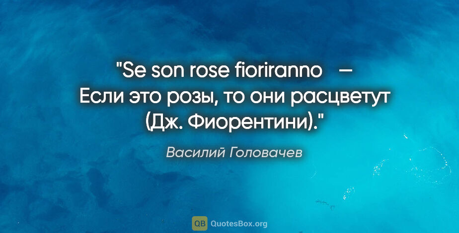 Василий Головачев цитата: "Se son rose fioriranno  — "Если это розы, то они расцветут"..."