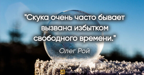 Олег Рой цитата: "Скука очень часто бывает вызвана избытком свободного времени."