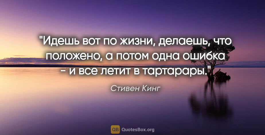 Стивен Кинг цитата: "Идешь вот по жизни, делаешь, что положено, а потом одна ошибка..."