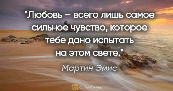 Мартин Эмис цитата: "Любовь – всего лишь самое сильное чувство, которое тебе дано..."