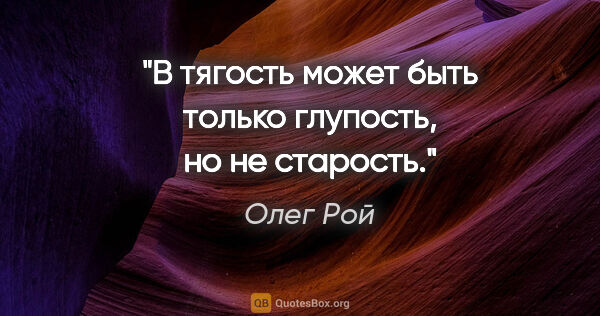 Олег Рой цитата: "В тягость может быть только глупость, но не старость."