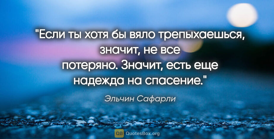 Эльчин Сафарли цитата: "Если ты хотя бы вяло трепыхаешься, значит, не все потеряно...."