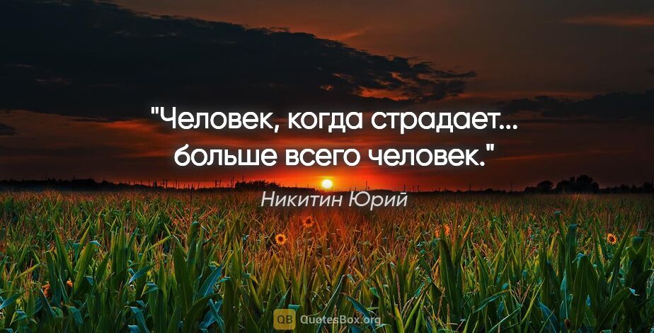 Никитин Юрий цитата: "Человек, когда страдает... больше всего человек."