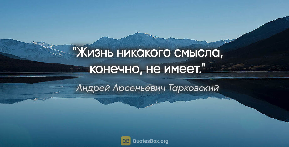 Андрей Арсеньевич Тарковский цитата: "Жизнь никакого смысла, конечно, не имеет."