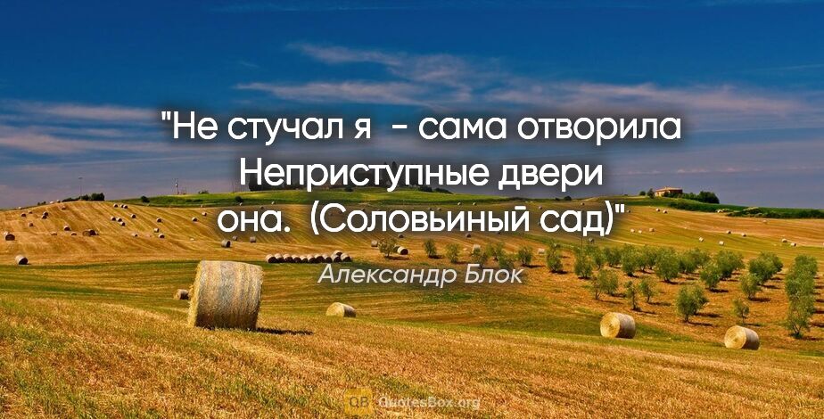 Александр Блок цитата: "Не стучал я  - сама отворила

Неприступные двери она...."