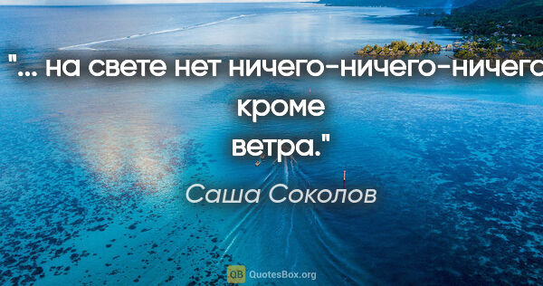 Саша Соколов цитата: "... на свете нет ничего-ничего-ничего, кроме ветра."