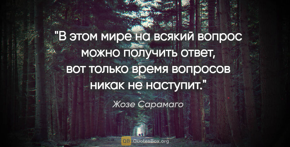 Жозе Сарамаго цитата: "В этом мире на всякий вопрос можно получить ответ, вот только..."