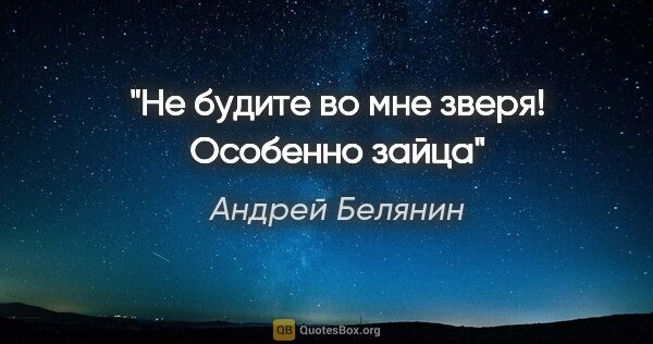 Андрей Белянин цитата: "Не будите во мне зверя! Особенно зайца"