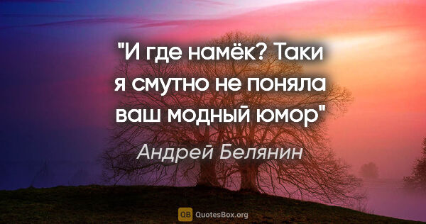 Андрей Белянин цитата: "И где намёк? Таки я смутно не поняла ваш модный юмор"