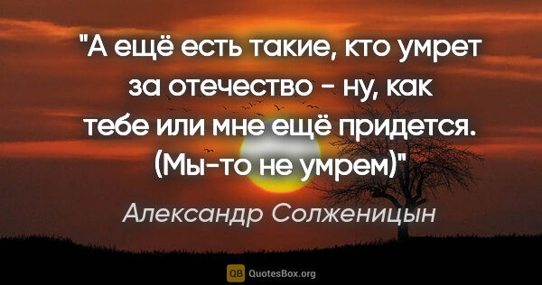 Александр Солженицын цитата: "А ещё есть такие, кто умрет за отечество - ну, как тебе или..."