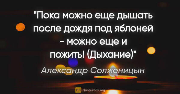 Александр Солженицын цитата: "Пока можно еще дышать после дождя под яблоней - можно еще и..."