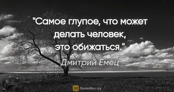 Дмитрий Емец цитата: "Самое глупое, что может делать человек, это обижаться."