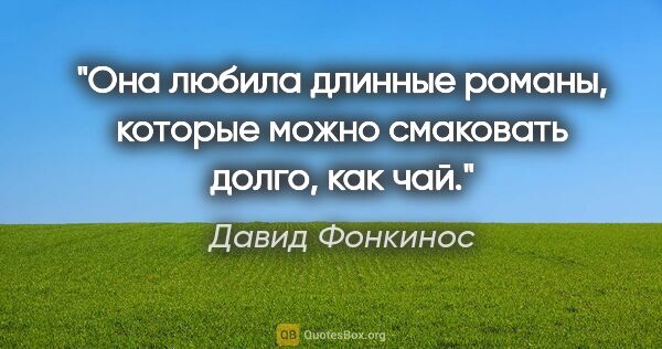 Давид Фонкинос цитата: "Она любила длинные романы, которые можно смаковать долго, как..."