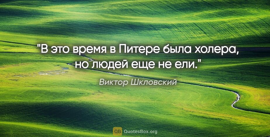 Виктор Шкловский цитата: "В это время в Питере была холера, но людей еще не ели."