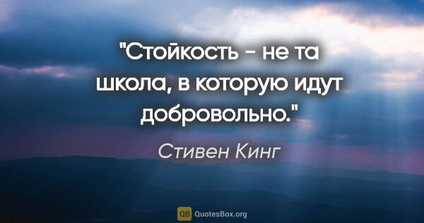 Стивен Кинг цитата: "Стойкость - не та школа, в которую идут добровольно."