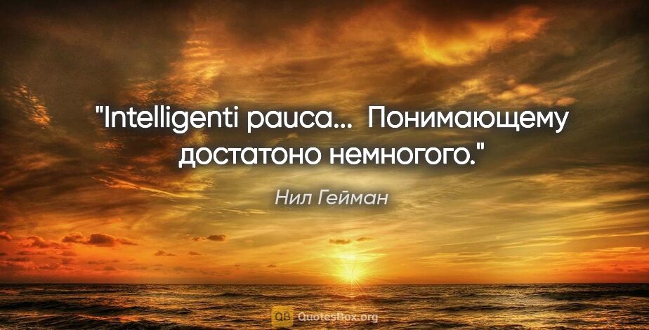 Нил Гейман цитата: "Intelligenti pauca... 

Понимающему достатоно немногого."