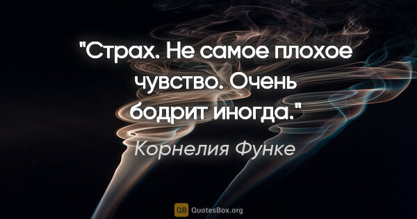 Корнелия Функе цитата: "Страх. Не самое плохое чувство. Очень бодрит иногда."