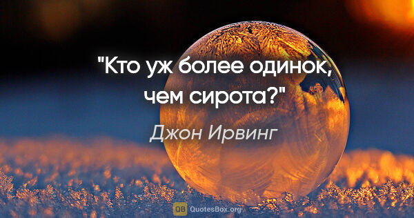 Джон Ирвинг цитата: "Кто уж более одинок, чем сирота?"