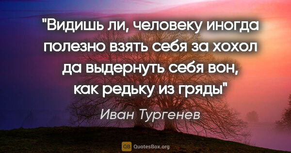 Иван Тургенев цитата: "Видишь ли, человеку иногда полезно взять себя за хохол да..."