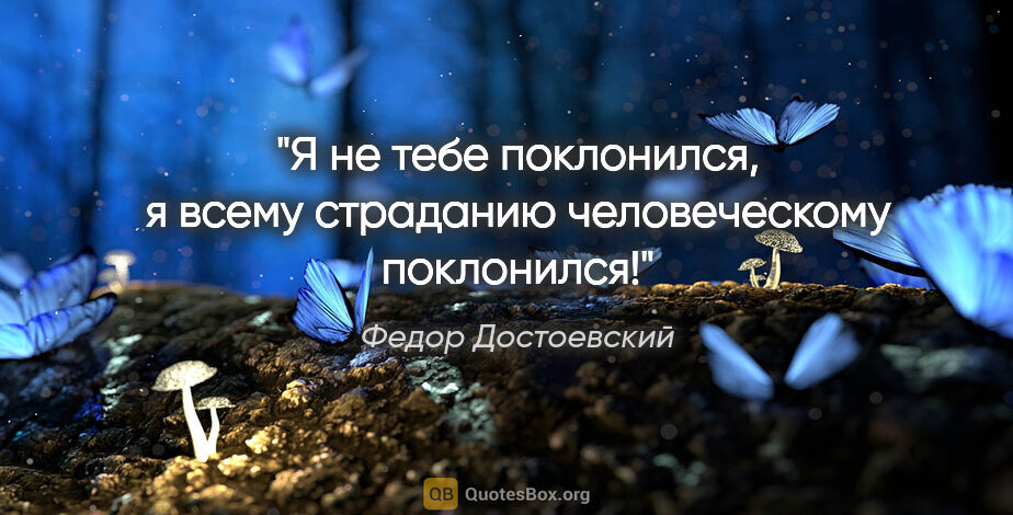 Федор Достоевский цитата: "Я не тебе поклонился, я всему страданию человеческому поклонился!"