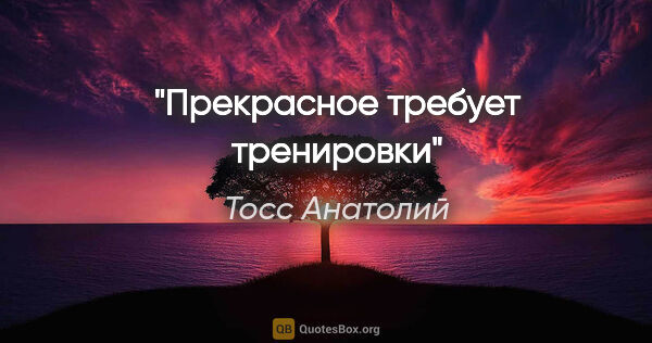 Тосс Анатолий цитата: "Прекрасное требует тренировки"