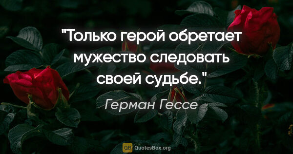 Герман Гессе цитата: "Только герой обретает мужество следовать своей судьбе."